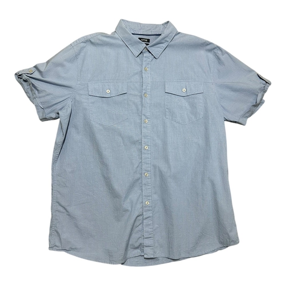 APT. 9 Men's XL Light Blue Slim Fit Short Sleeve Casual Shirt Stretch